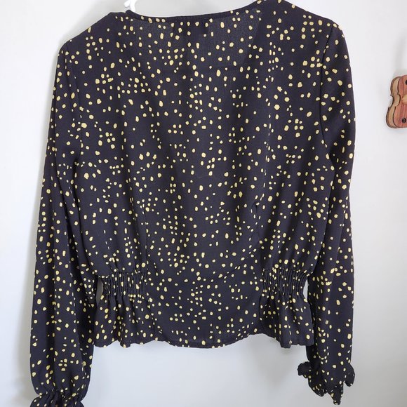 Black/yellow polka dot blouse - Picture 2 of 2
